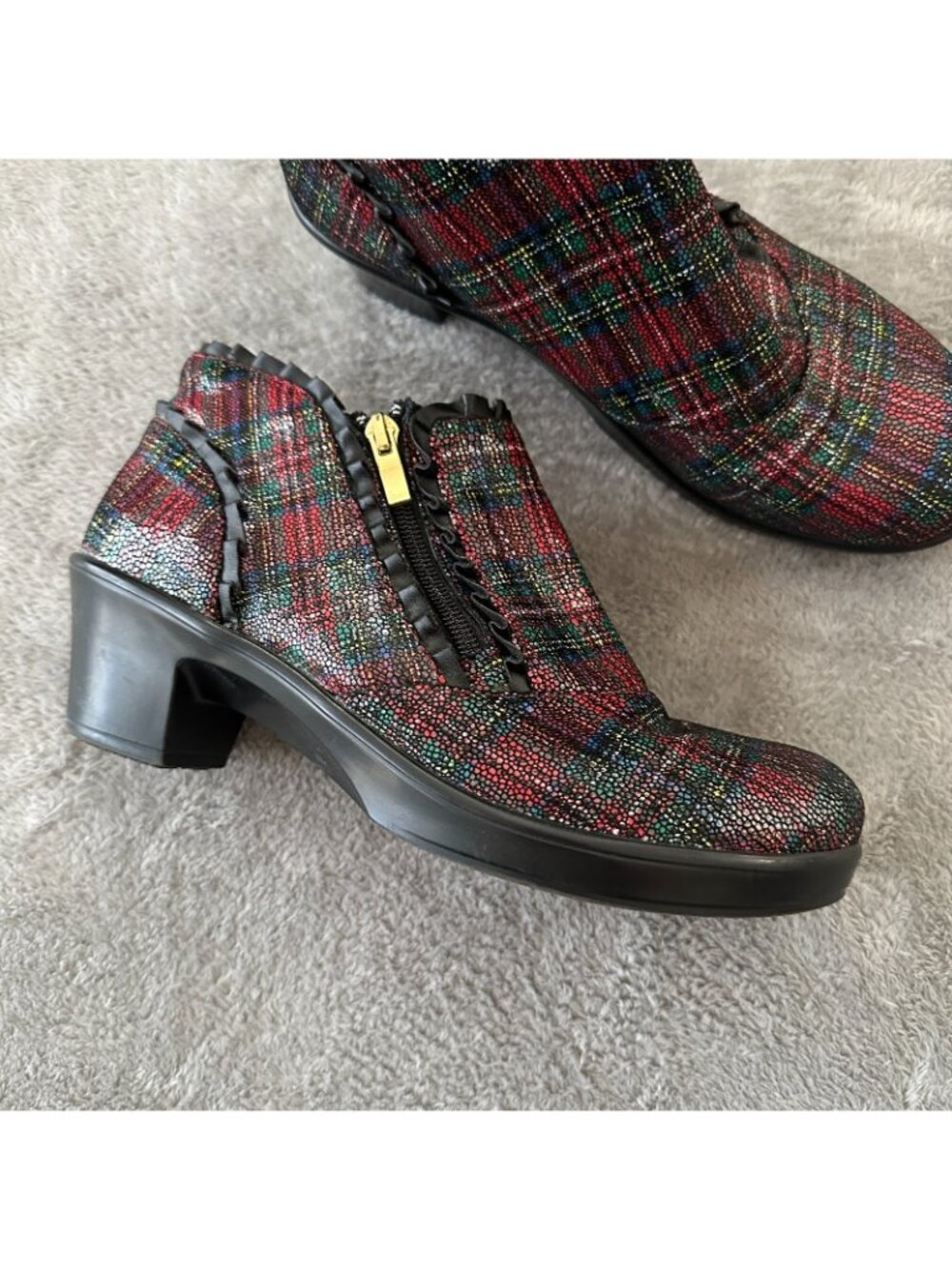 Alegria Hannah Ankle Boots Booties Red Tartan Plaid Women's 40 US 9.5 10 - Picture 2 of 7